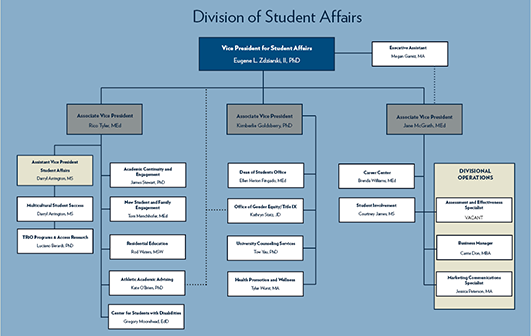 org chart for Student Affairs